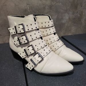 Sam Edelman White Buckle Booties